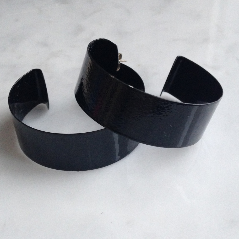 *5/$25* - Earrings - Large Black Hoops